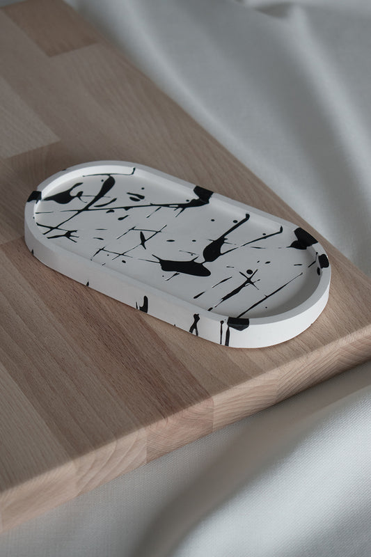 ALIA - Schale Oval weiß mit schwarz