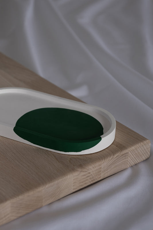 ALIA – Schale Oval weiß mit grün