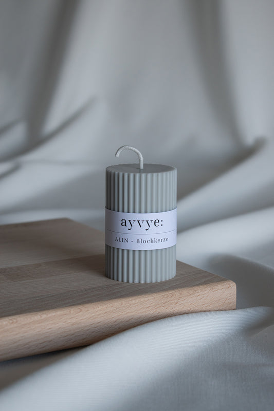 ALIN - Blockkerze Hellgrau