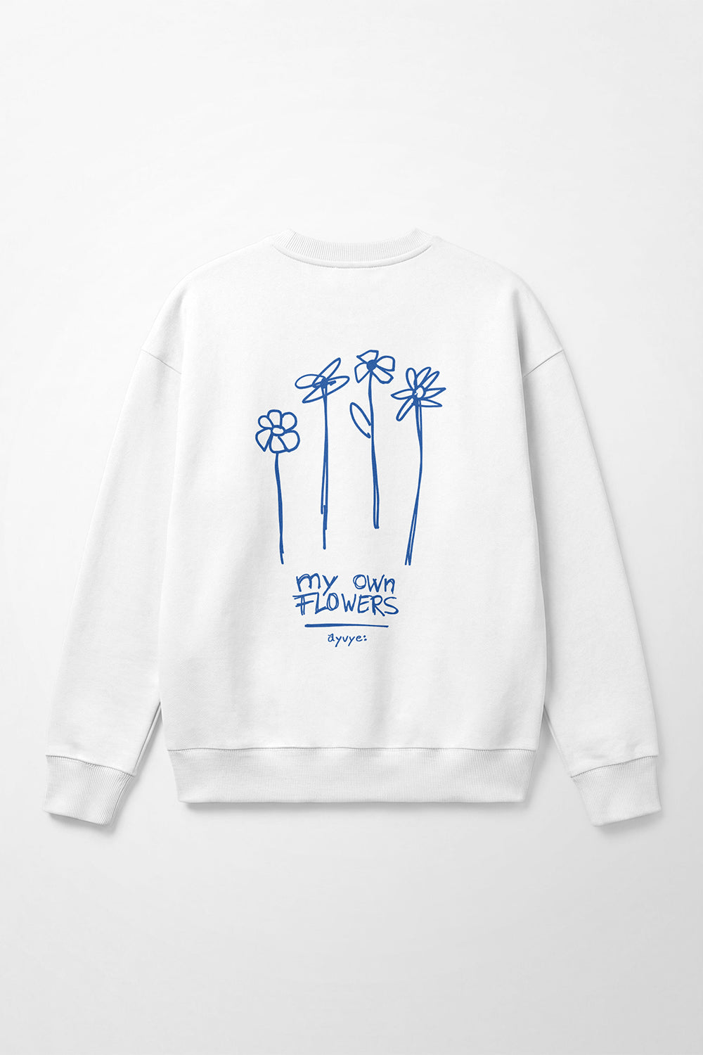Sweater | my own flowers | weiß, azur blau