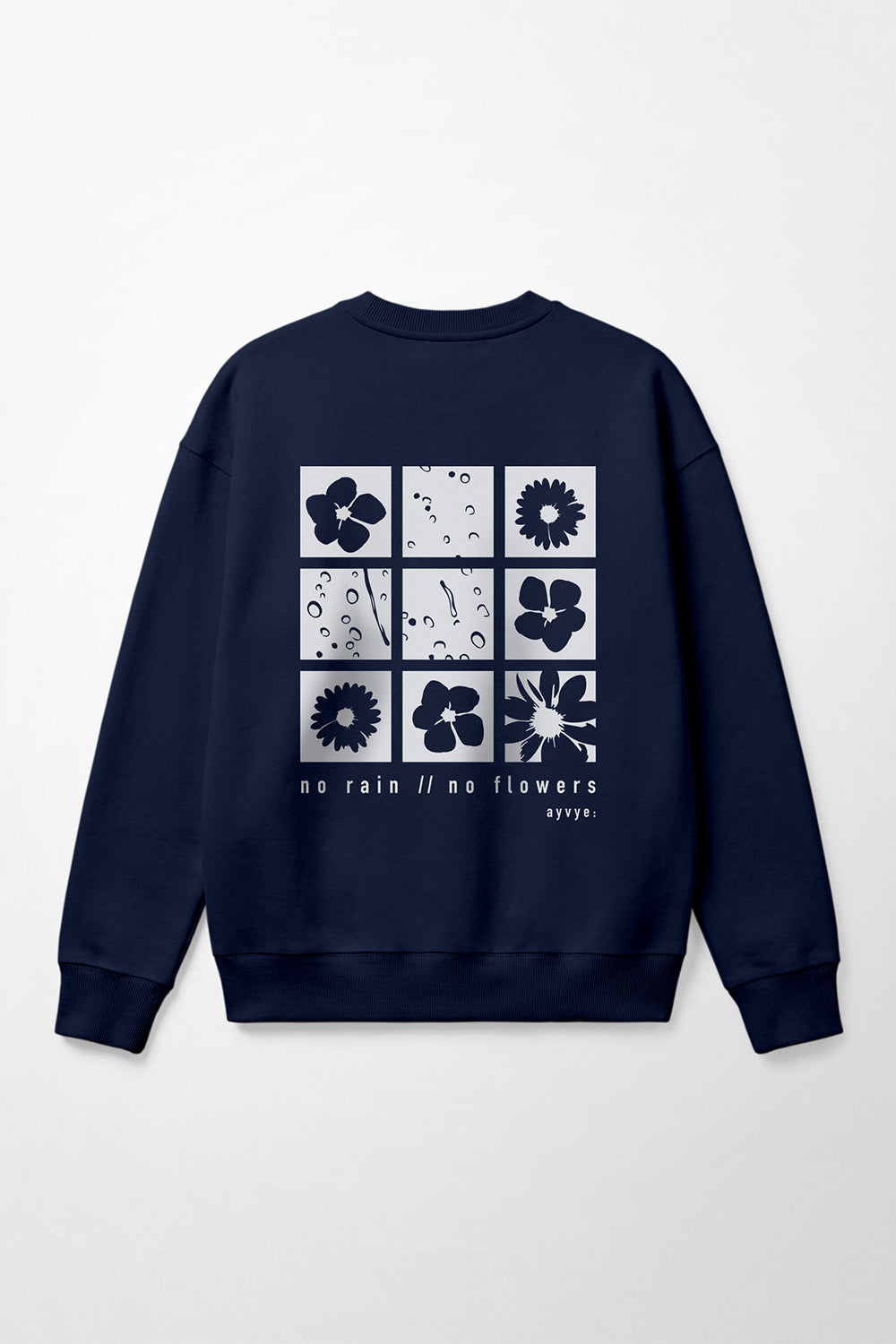 Sweater | no rain no flowers | navy blue, weiß