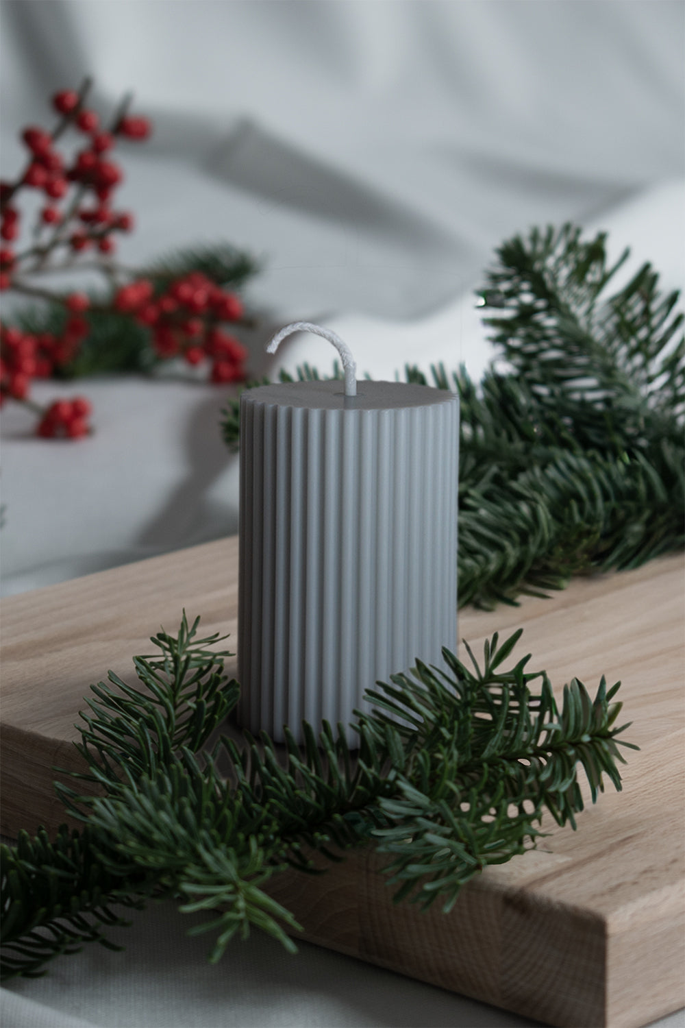 ALIN - Blockkerze Hellgrau