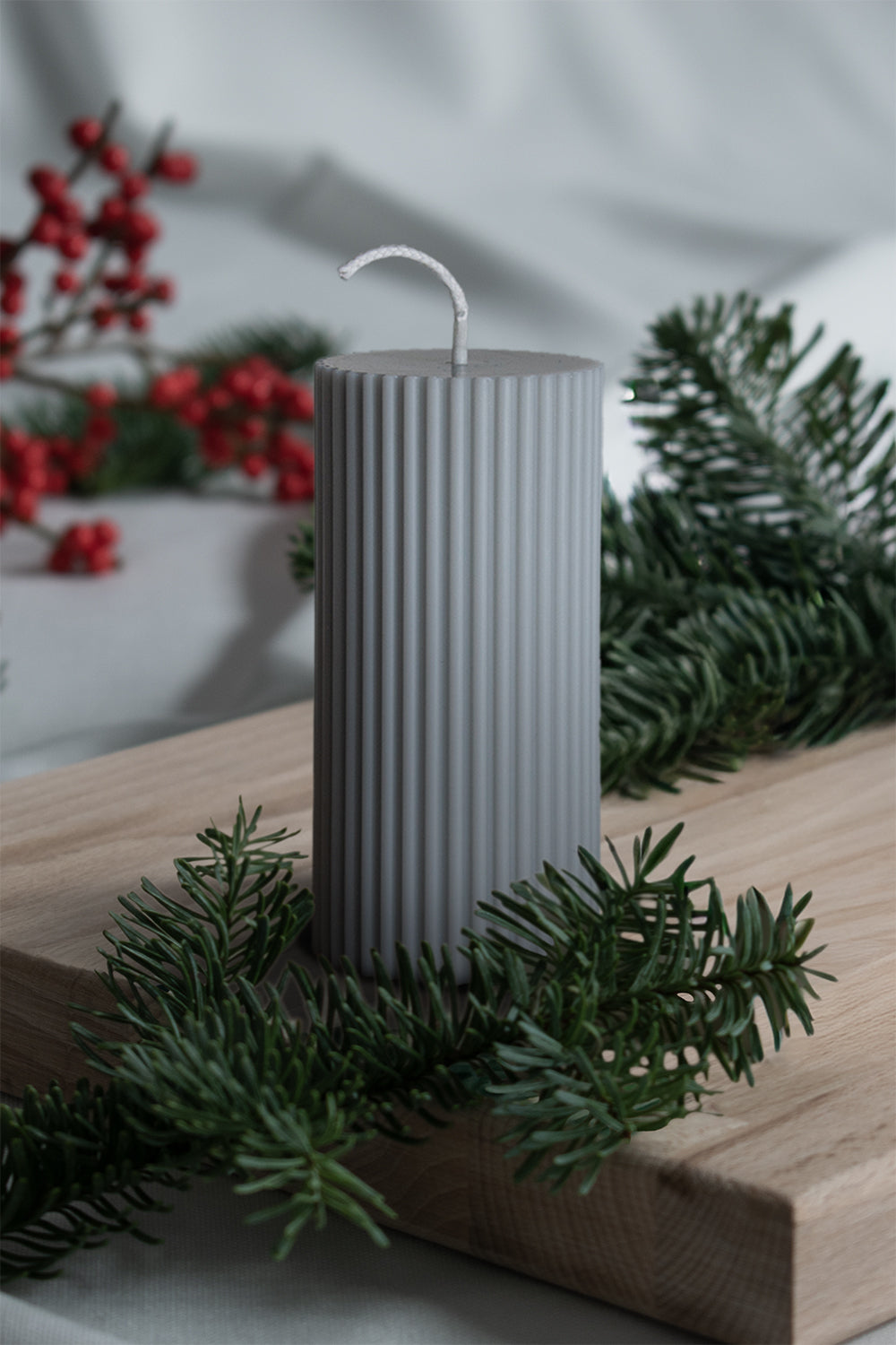 AMBA - Blockkerze Hellgrau