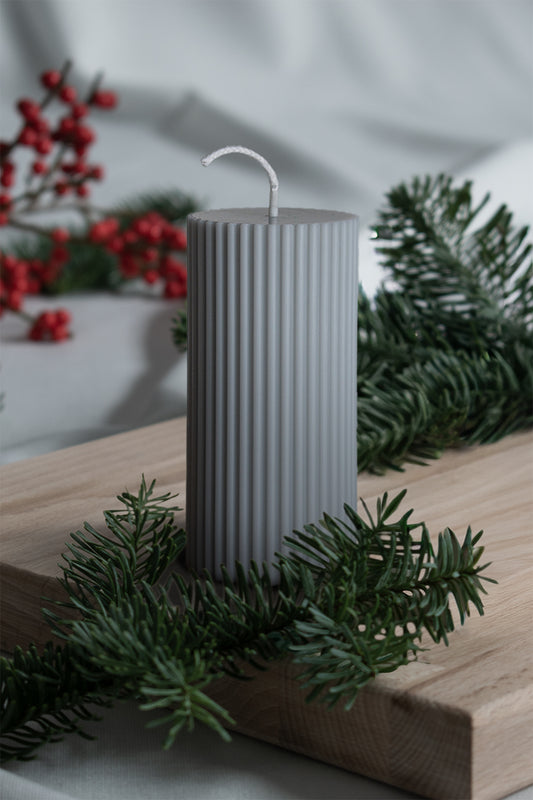 AMBA - Blockkerze Hellgrau
