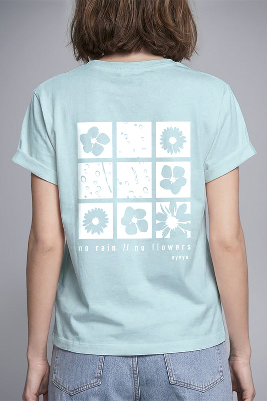 T-Shirt | no rain no flowers | light blue, weiß